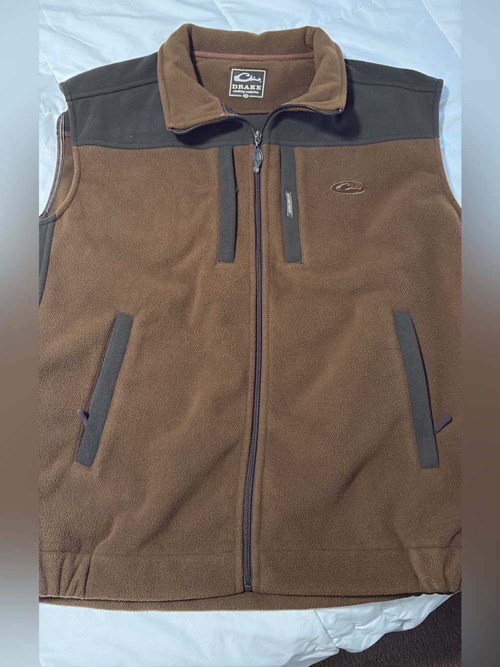 Drake Brown Two-Tone Fleece Vest with Full Zip